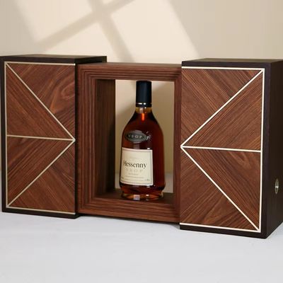 Buy Custom Walnut Wine Display Box Laser Engraving With LED Light online manufacture