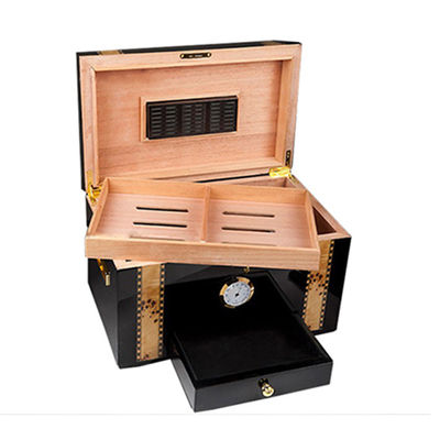 Buy Custom Glossy Cigar Humidor Box with Cedar Wood Interior online manufacture
