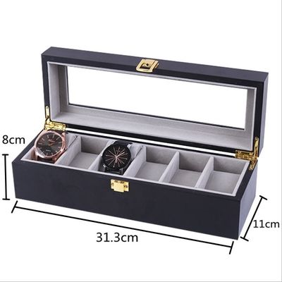 Buy 6 Slots Watch Storage Case Wooden Watch Case Holder With Custom Logo online manufacture