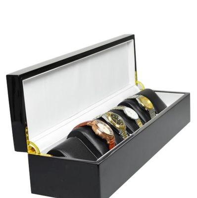 Buy Modern Design 6 Slots Custom Wood Watch Box Rectangle Wooden Watch Case Box online manufacture