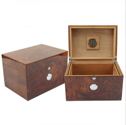 Buy Luxury Burl Cedar Cigar Humidor Box with Glossy Lacquered Finish and CNC Precision Sawing online manufacture