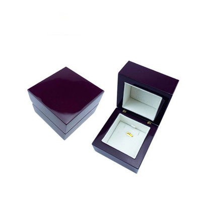 Buy Walnut Small Ring Box Custom Glossy Wooden Jewelry Box With Velvet Inside Design online manufacture