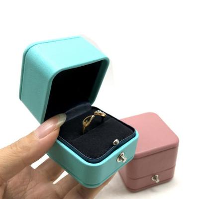 Buy Customized Gold Stamping Luxury Ring Box with Premium Pu Leather and Microfiber Velvet Lining Jewelry Gift Box online manufacture