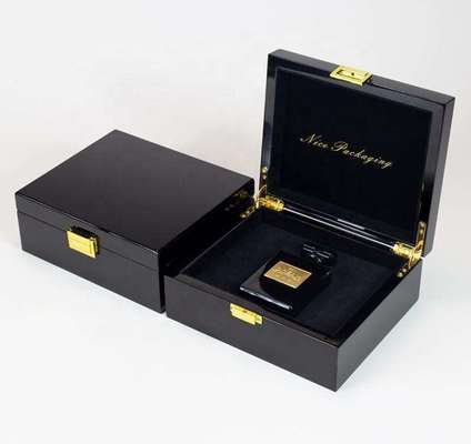 Buy Luxury Square Wooden Gift Box For Cosmetics Perfume With Matt Lamination Printing Logo online manufacture