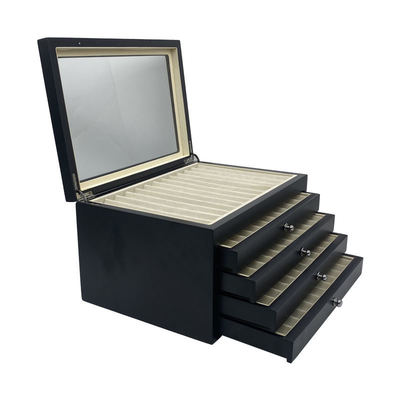 Buy Custom Pen Storage Case With 4 Layer Drawer Velvet Lined Interior Matte Lacquer Finish online manufacture
