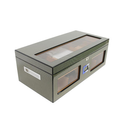 Buy Luxury Cedar Wood Cigar Humidor Box with Piano Paint Hygrometer and Double-Layer Structure online manufacture
