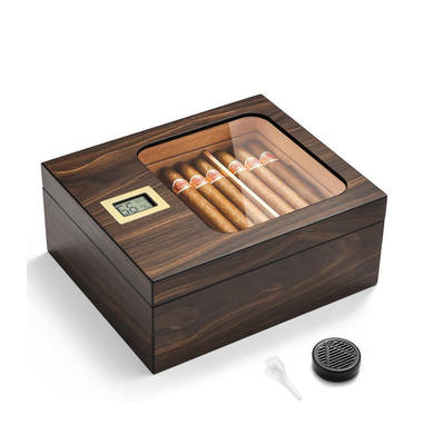 Buy Custom Cedar Solid Wood Cigar Tobacco Gift Box With Humidifier Compartment online manufacture