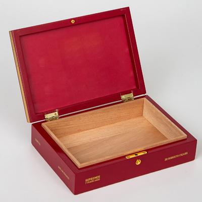 Buy Customize Premium Luxury Wooden Cedar Cigar Humidor Box Red Lacquer Gift Packing Box online manufacture
