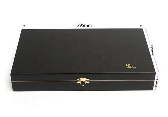 Buy Custom Black Cedar Wood Cigar Humidor with Natural Moisturizing and Antimicrobial Properties Featuring Digital Hygrometers online manufacture
