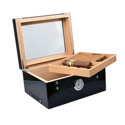 Buy Luxury Piano Lacquer Cigar Humidor with High-Gloss Finish and Humidity Display for Optimal Cigar Preservation online manufacture