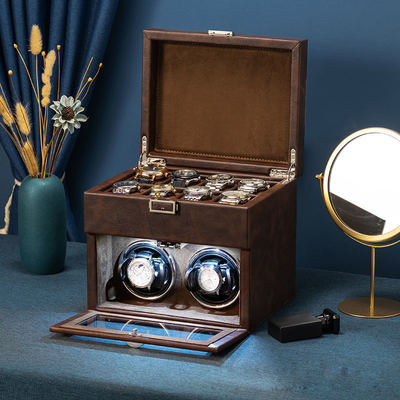 Buy Large Watch Winder Case Luxury Safe Box Automatic Quiet Motor Rotating Watch Case With Drawer online manufacture