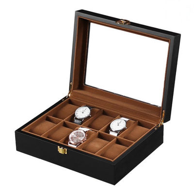 Buy Square Black Leather Watch Case with Custom Logo and Velvet Lining for Luxury Watch Storage online manufacture