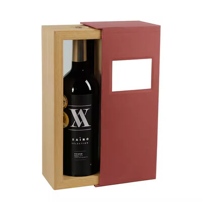 comprare Scatola di vino in legno per bottiglia singola con materiale MDF e disegno trapezoidale per imballaggi di vino di lusso online manufacture