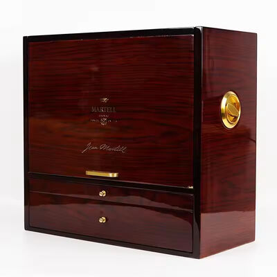 kupować Premium Luxury Wooden Wine Packaging Box Piano Finish Wooden Cognac Whisky Display Case Niestandardowa drewniana pudełka prezentów online manufacture