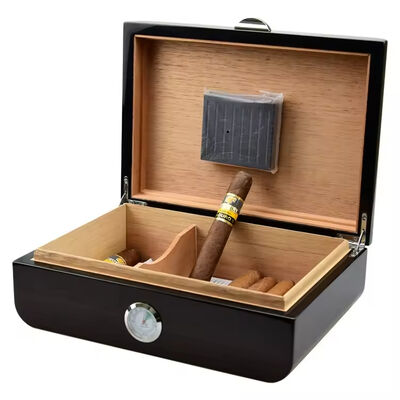 comprare Humidor portatile per sigari in legno di cedro con lucernario, scatola per sigari a due scomparti con igrometro, lussuosa scatola per humidor per sigari online manufacture