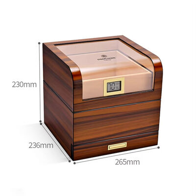 comprar Gabinete de madera de cedro brillante personalizado hecho a mano, caja de almacenamiento de cigarros multifunción con humidificador e higrómetro online manufacture