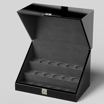 Buy Luxury Custom MDF Wooden Perfume Box with Piano Black Lacquer and Customizable Interior Lining online manufacture